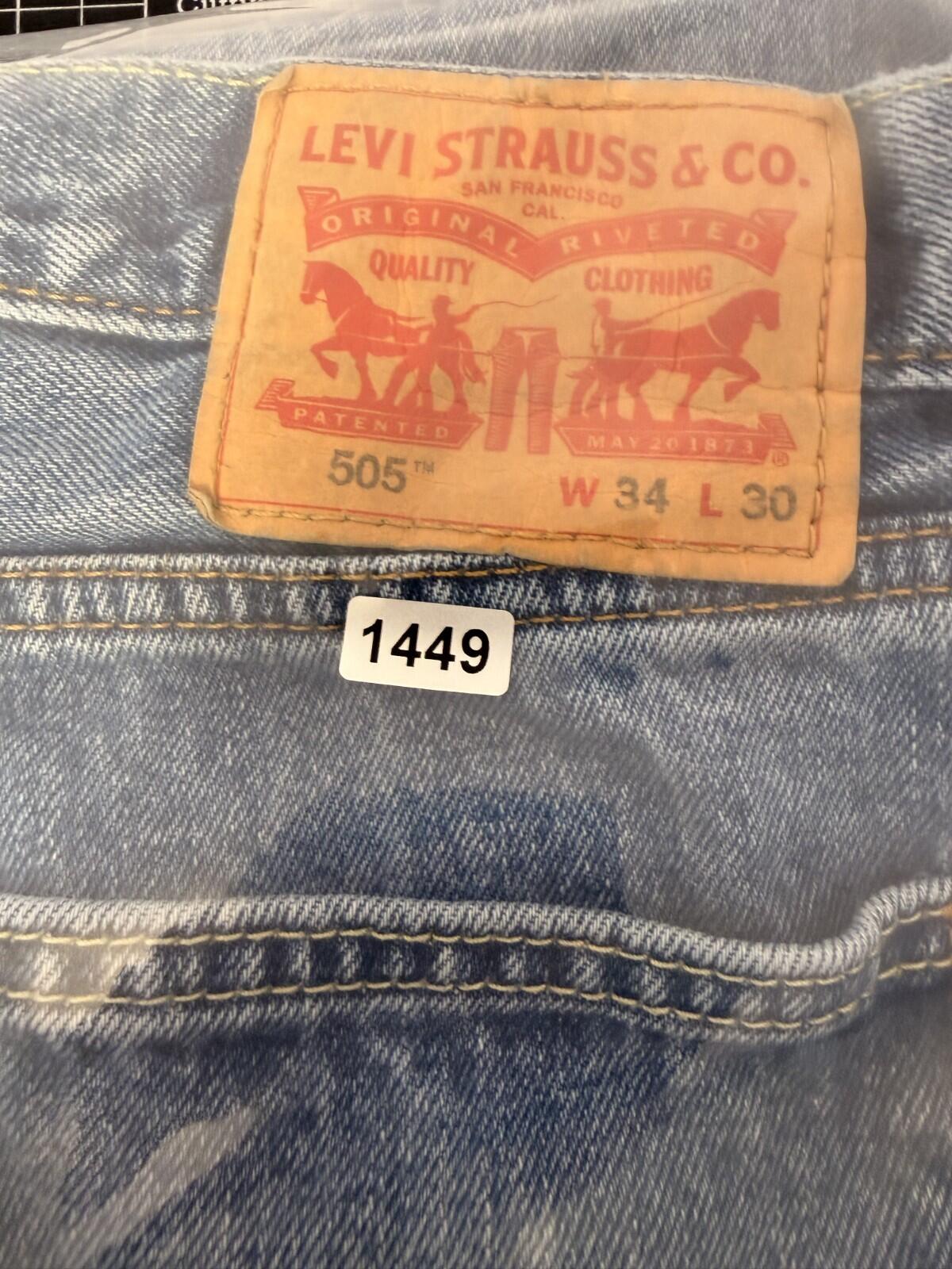 Men's Levis 505 Regular Fit Denim Jeans Sz 34x30 Blue Cotton Modern Red Tab