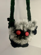 Crocheted Swinging Mothman - Rearview Mirror Decor - 4 inch - Handmade