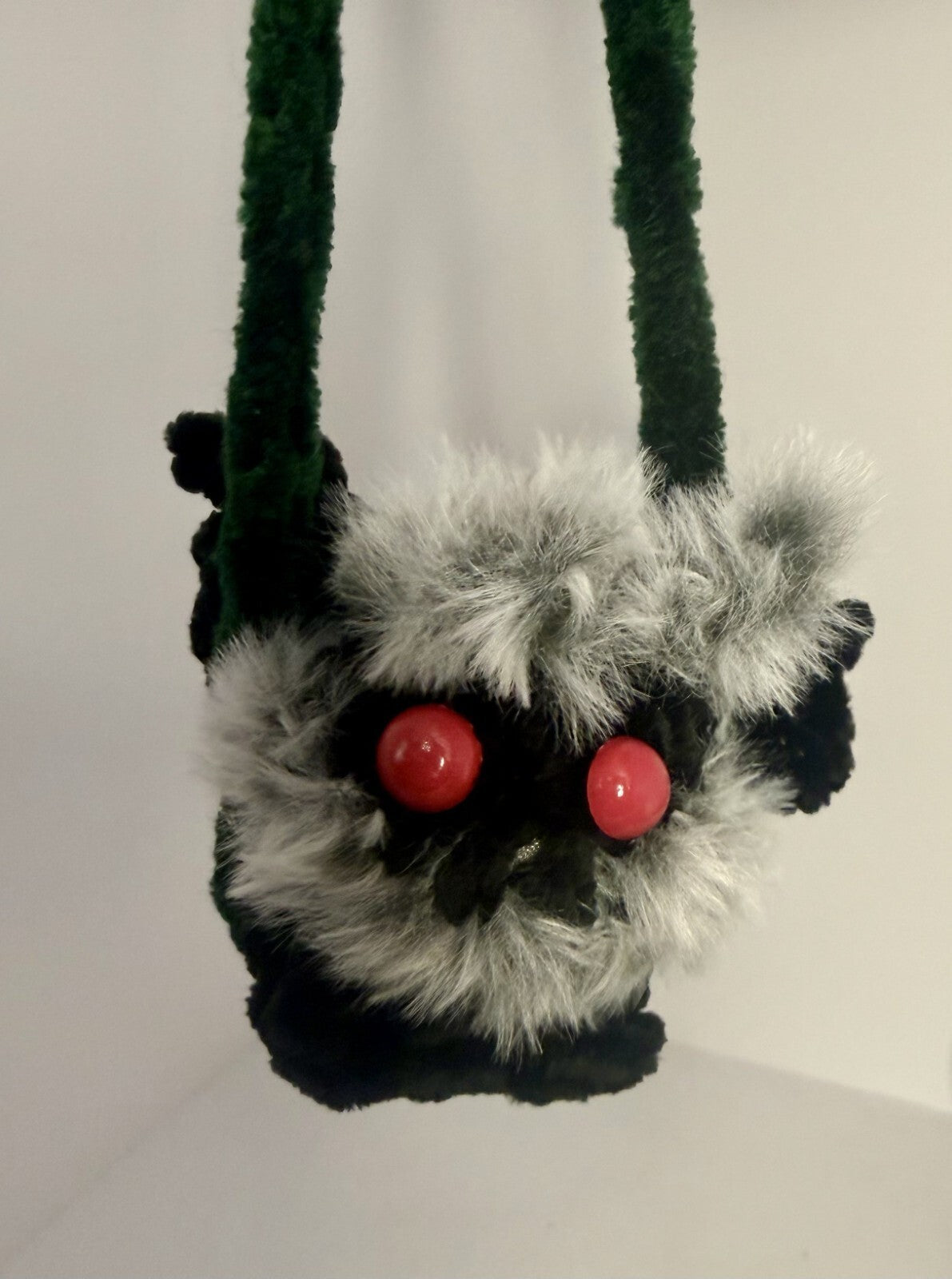 Crocheted Swinging Mothman - Rearview Mirror Decor - 4 inch - Handmade