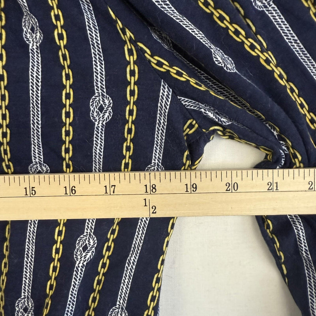 Michael Kors Nautical Blouse Top Womens Size Large Rope And Chain Blue & Gold