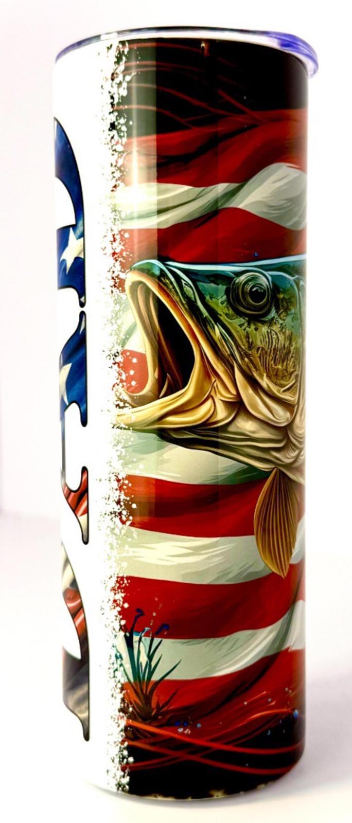 20 oz Dad Fishing Stainless Steel Tumbler with Lid, Straw