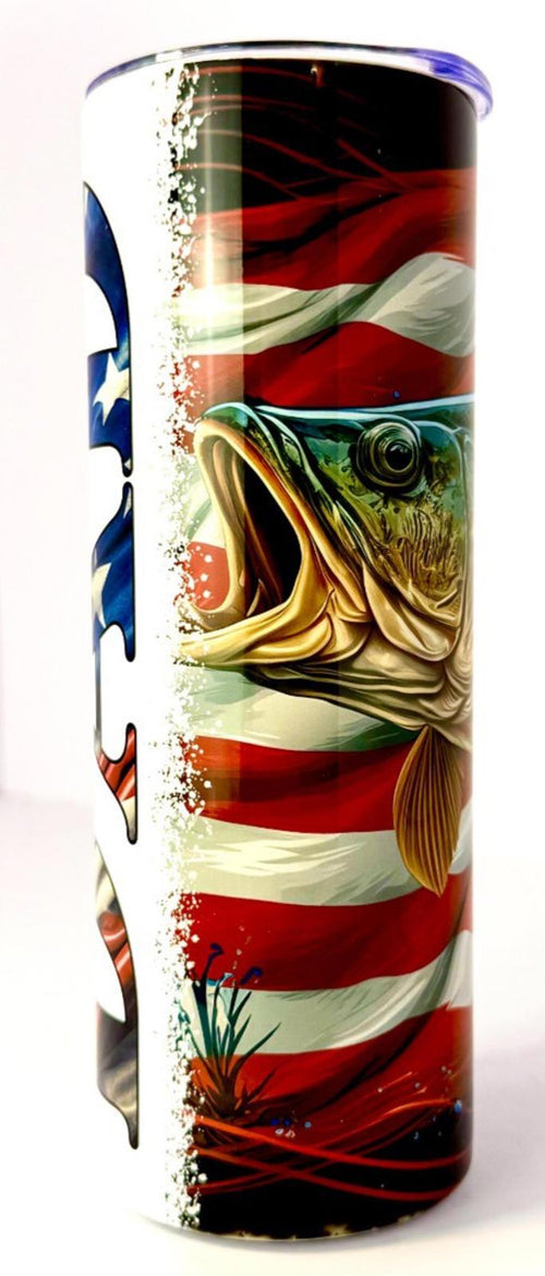 20 oz Dad Fishing Stainless Steel Tumbler with Lid, Straw