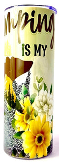 20 oz Camping Therapy Stainless Steel Tumbler with Lid, Straw