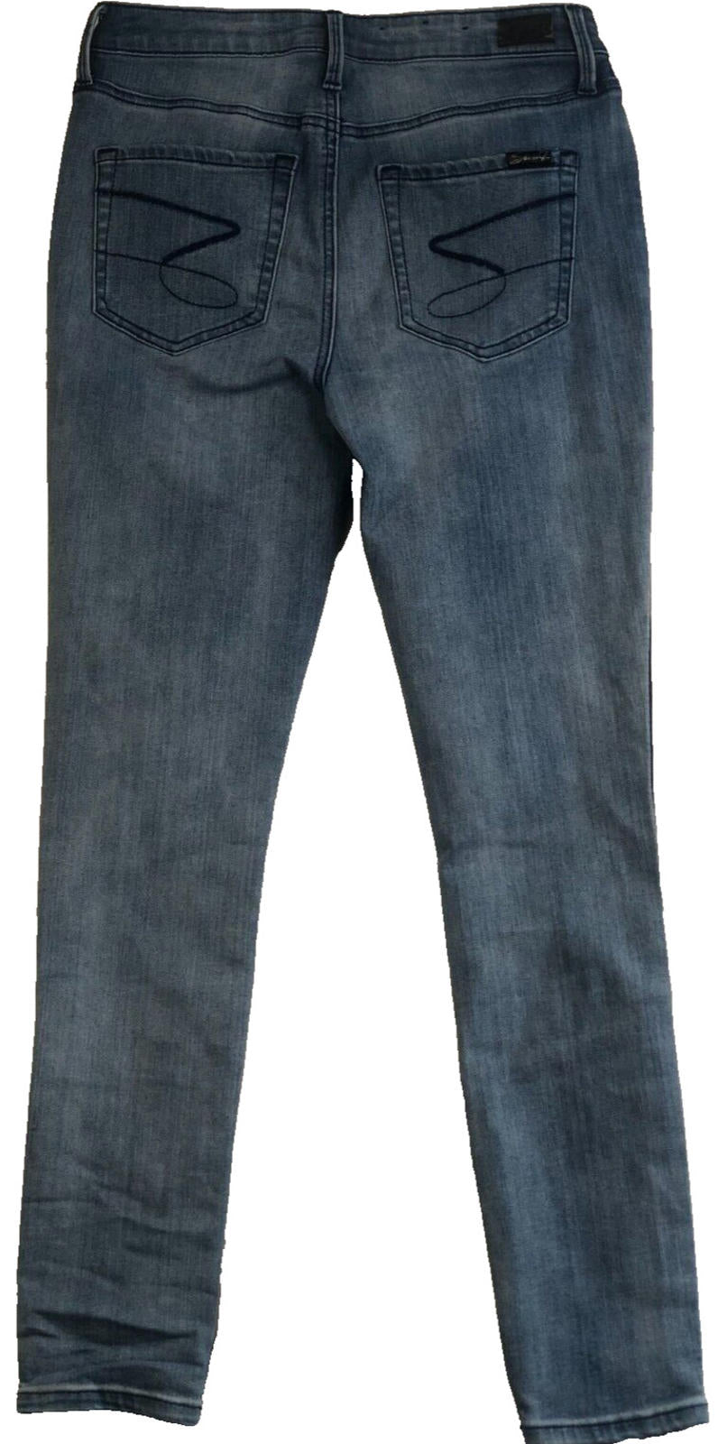 Seven7 Womens Size 4 Medium Wash Mid Rise Skinny Jeans / darker blue side stripe