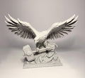 3D Printed Eagle and Mjolnir - Stone Looking PLA