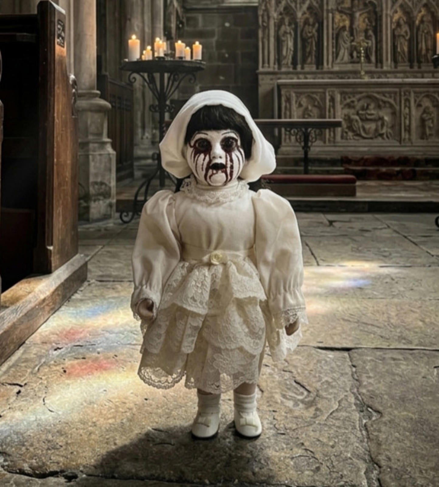 Sister Beatrice  - OOAK Scary Creepy Doll 14" Hand Painted Horror Haunting Art