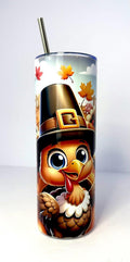 20 oz Pilgrim Turkey Stainless Steel Tumbler with Lid, Straw