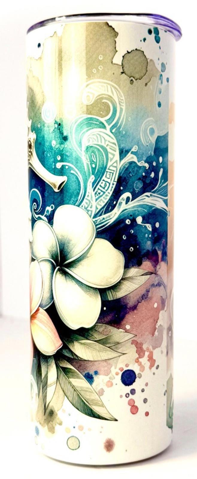 20 oz Hawaiian Seahorse Stainless Steel Tumbler with Lid, Straw