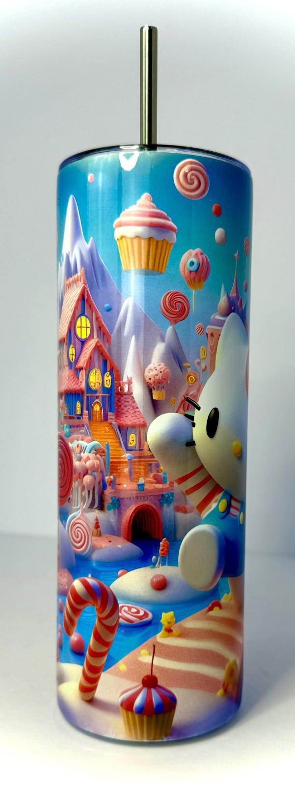 20 oz Hello Kitty Stainless Steel Tumbler with Lid, Straw