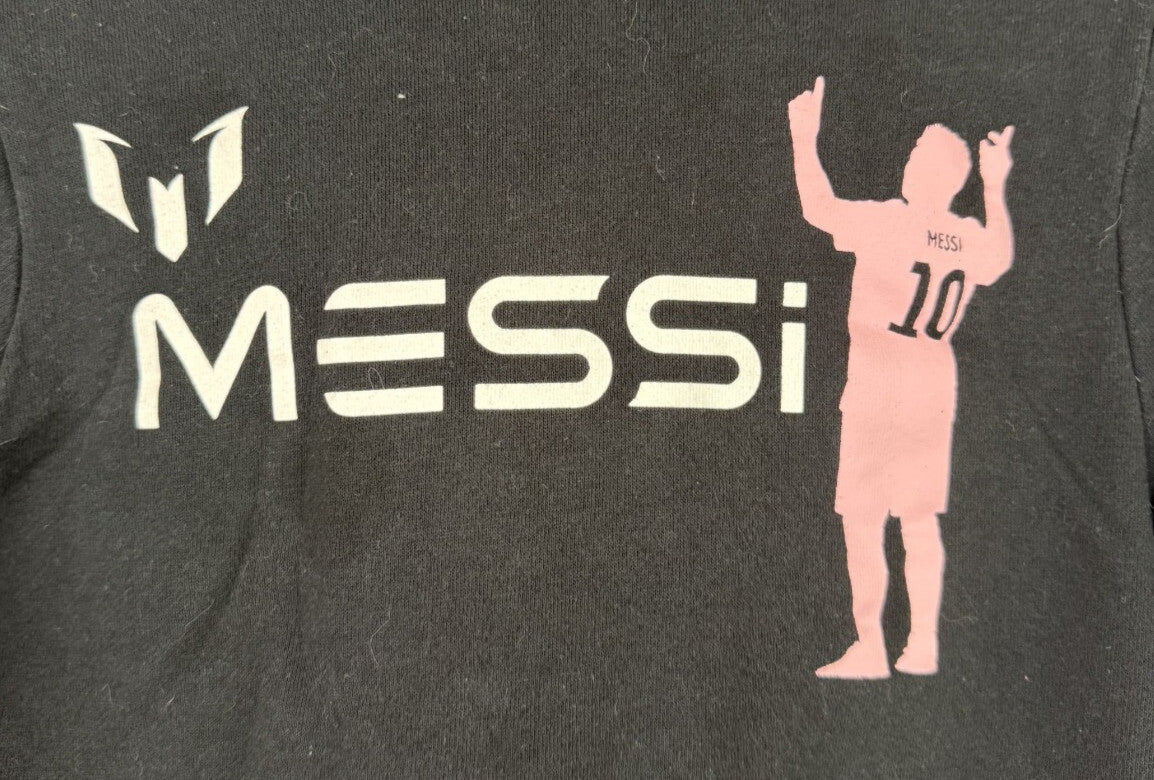 Kids Black Messi Hoodie with Pink Graphic Size S (6/7)