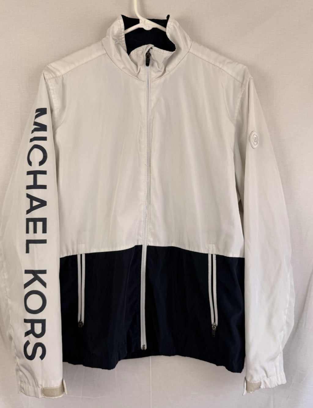 Michael Kors Perfomance Zip Jacket Windbreaker Mens Size M White and Blue