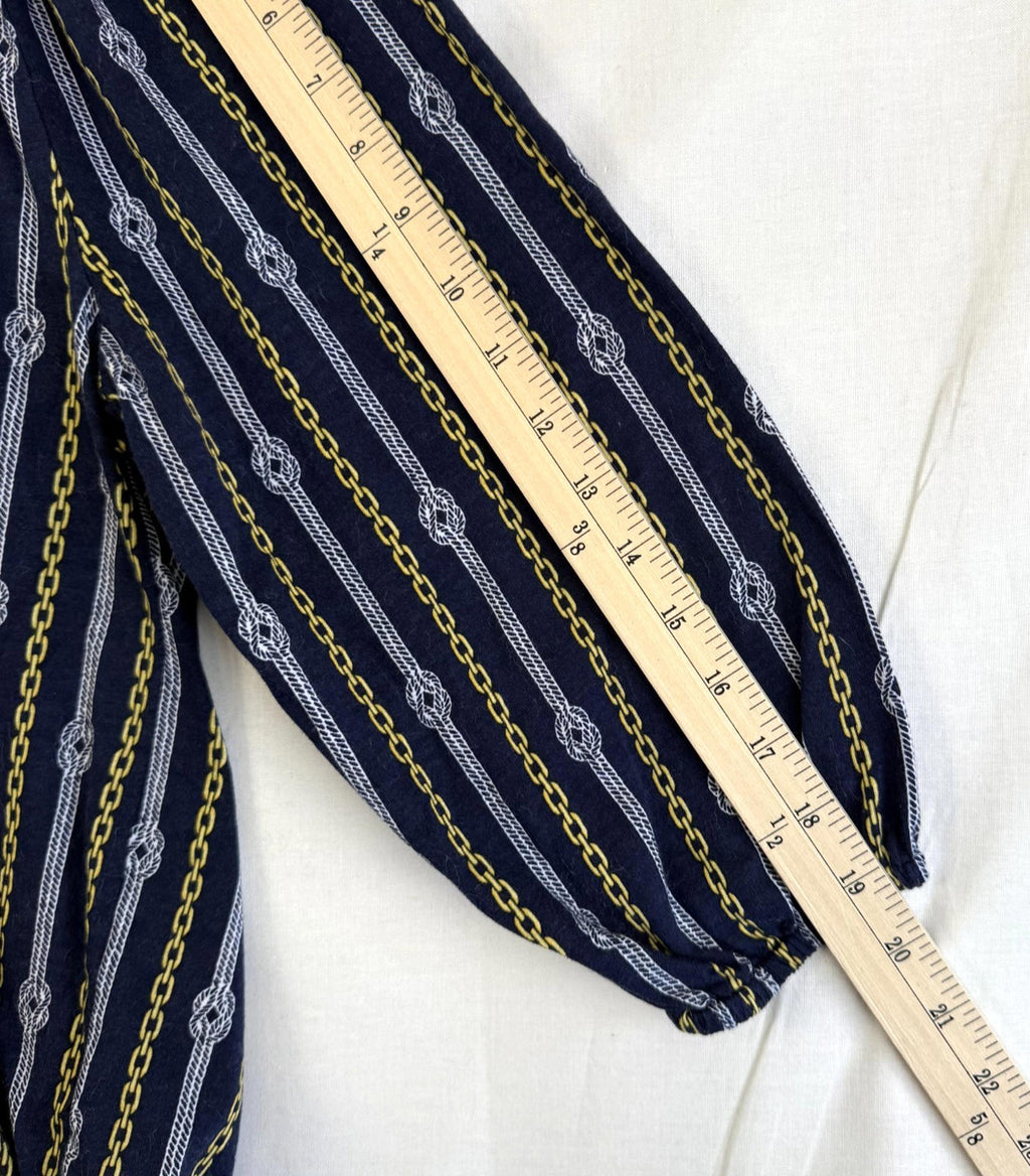 Michael Kors Nautical Blouse Top Womens Size Large Rope And Chain Blue & Gold