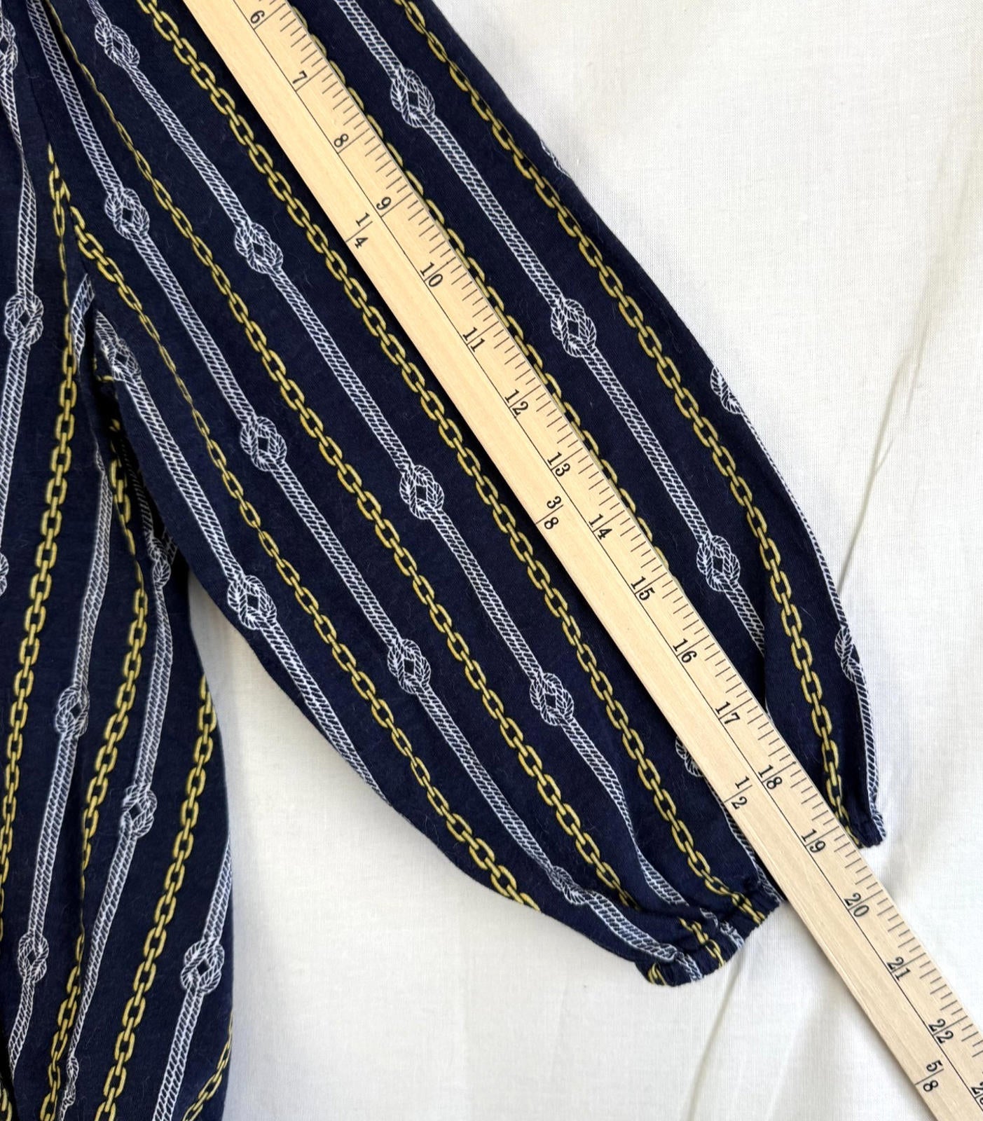 Michael Kors Nautical Blouse Top Womens Size Large Rope And Chain Blue & Gold