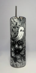 20 oz Ghost Flower Stainless Steel Tumbler with Lid, Straw