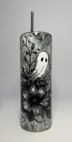20 oz Ghost Flower Stainless Steel Tumbler with Lid, Straw