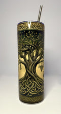 20 oz Viking Tree of Life Stainless Steel Tumbler with Lid, Straw