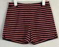 J Crew Striped Womens Shorts Size 4 Preppy Mid Rise 100% Cotton Dark Blue Coral