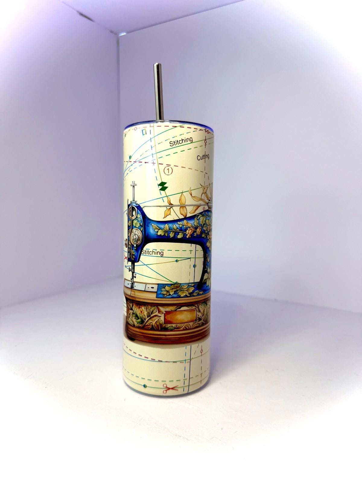 20 oz Crafting Sewing Stainless Steel Tumbler with Lid, Straw