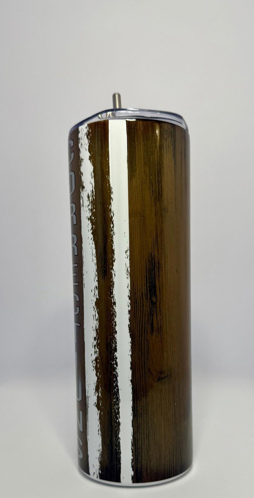 20 oz Corrections Woodgrain Stainless Steel Tumbler with Lid, Straw