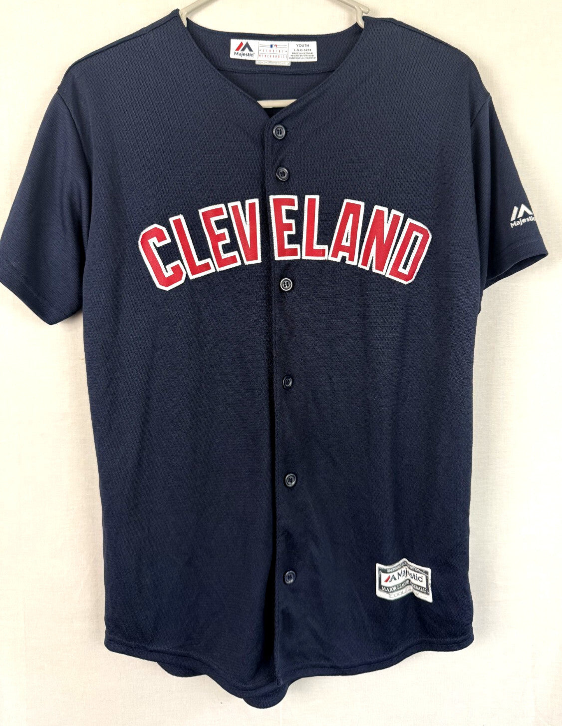 Cleveland Indians Lindor #12 Jersey Youth Large Majestic Cool Base Navy MLB