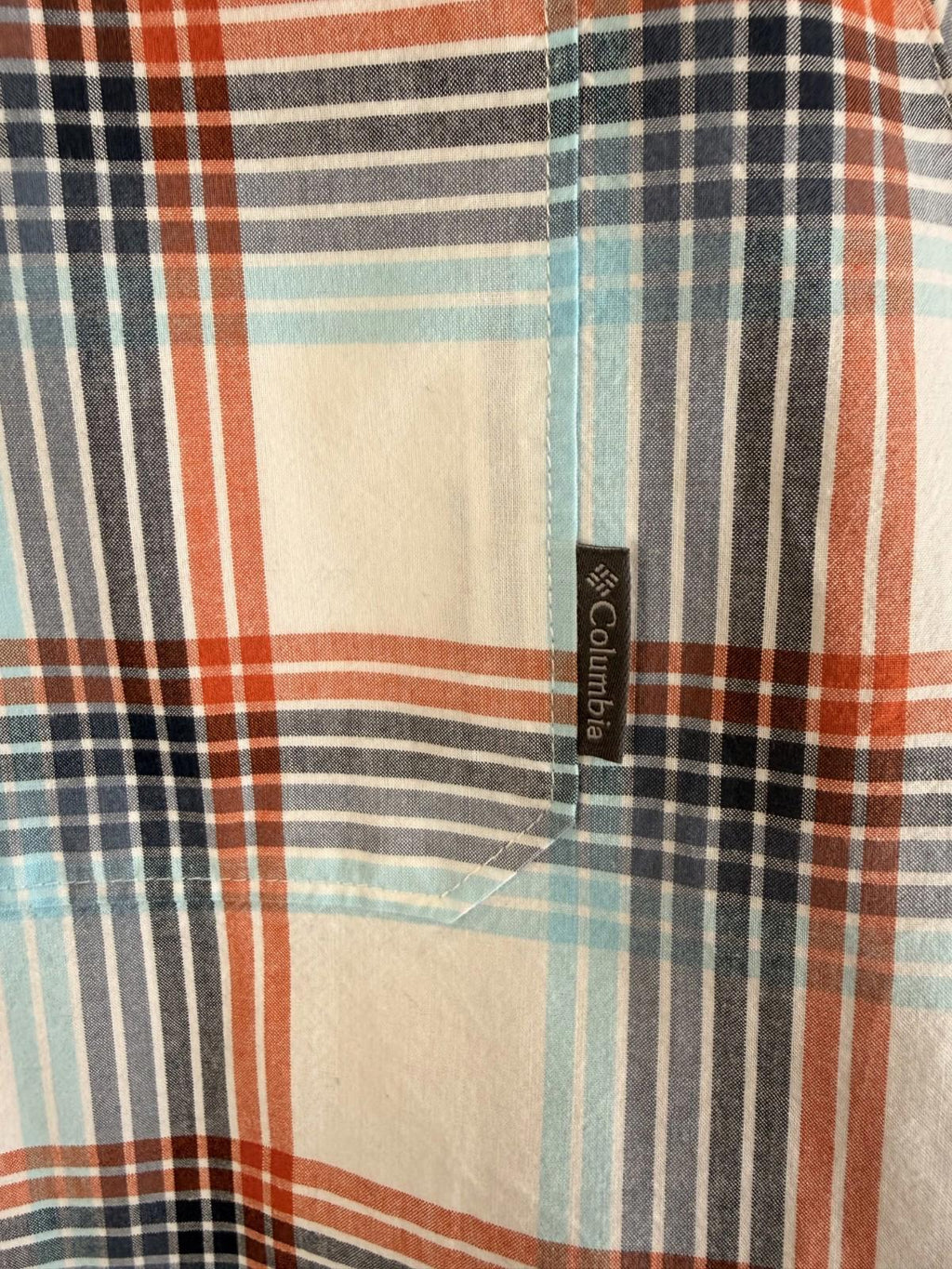 Columbia Button Down Shirt Mens Size XXL 2XL Short Sleeve Blue Plaid Casual