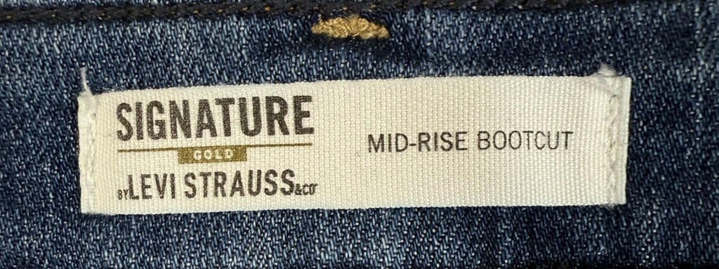 Signature LEVI Strauss Gold Mid Rise Bootcut Womens Sz28 Dark Wash Stretch Jeans