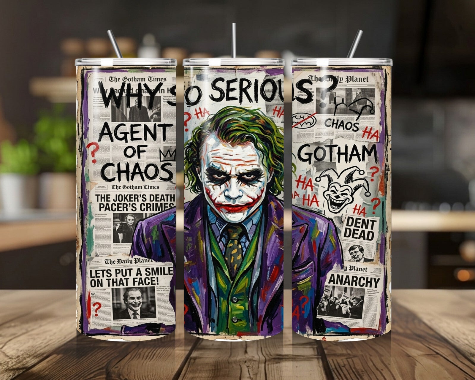 20 oz Joker Stainless Steel Tumbler with Lid, Straw - Why So Serious