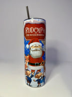 20 oz Rudolph Stainless Steel Tumbler with Lid, Straw