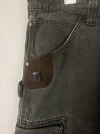 Wrangler Pants Mens 38x30 Grey Carpenter Canvas Utility Workwear Cotton Casual