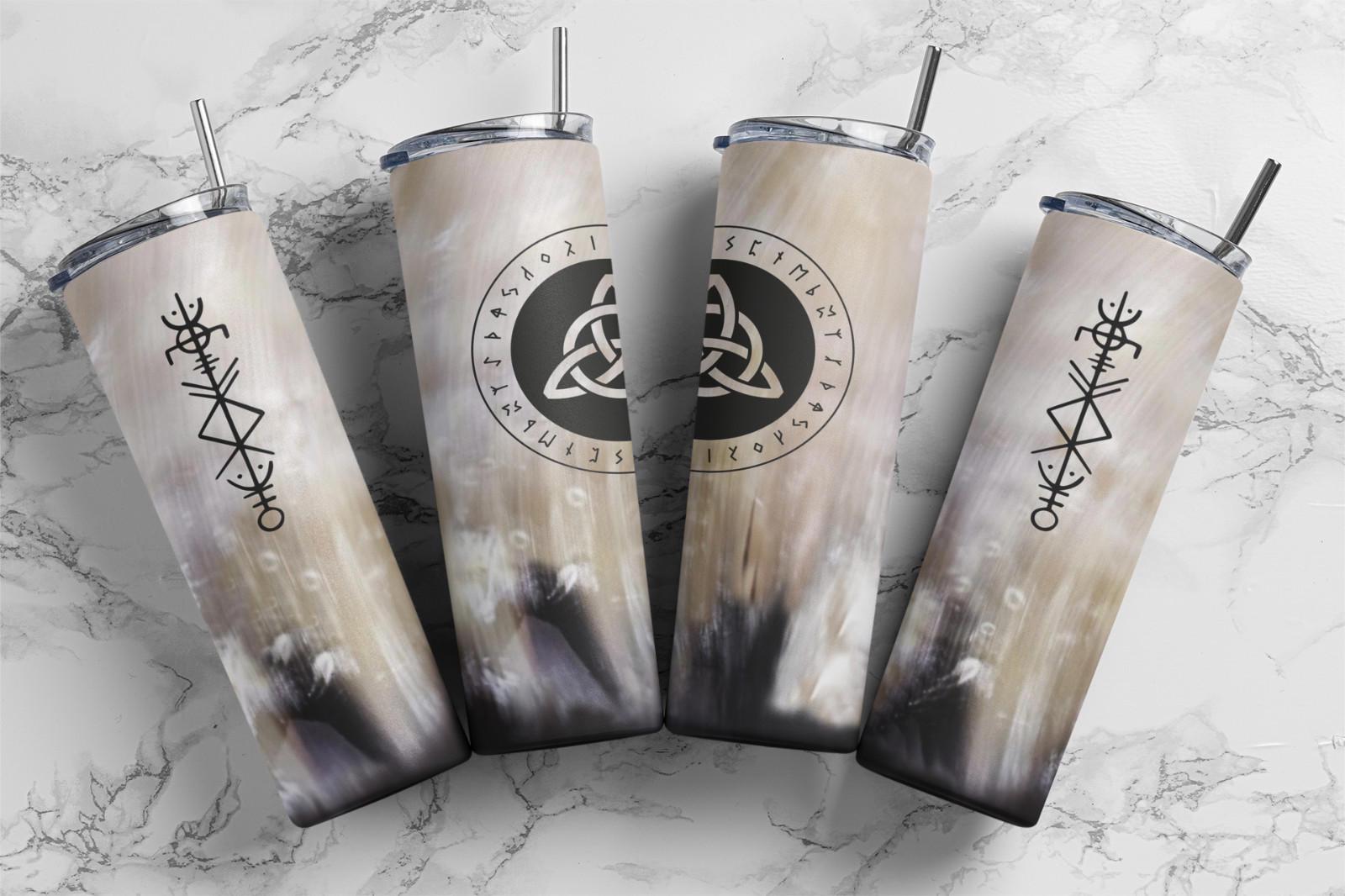 20 oz Viking Horn Stainless Steel Tumbler with Lid, Straw