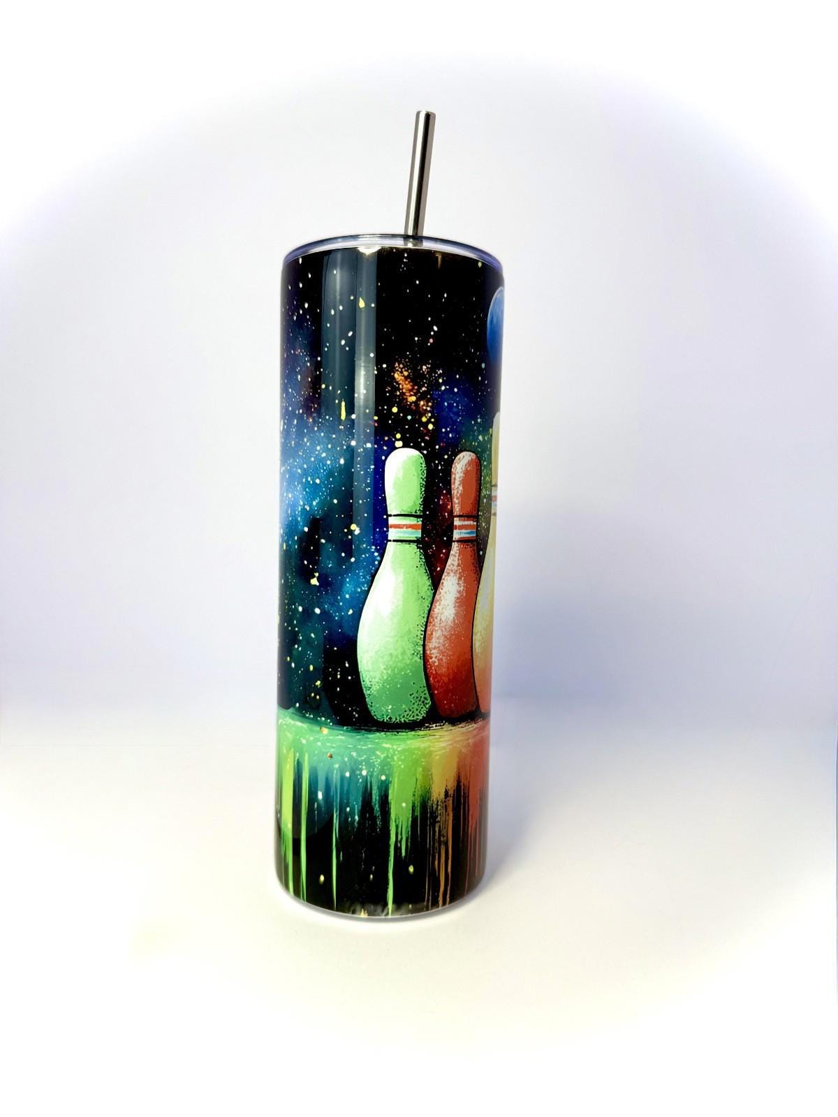 20 oz Space Bowling Stainless Steel Tumbler with Lid, Straw