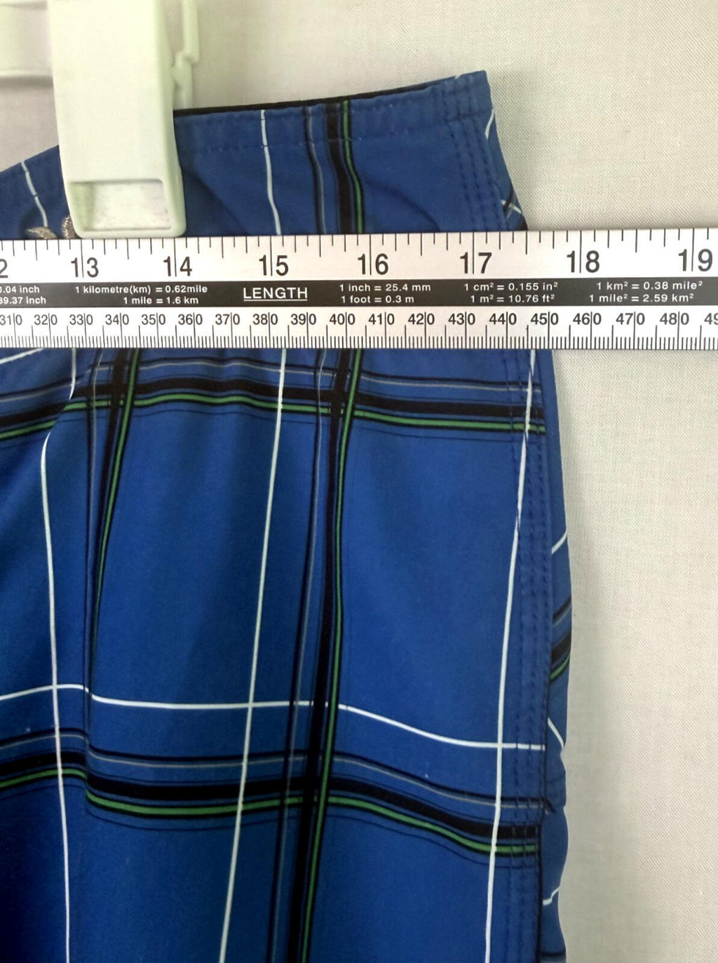 Hurley Phantom Board Shorts Mens Large Blue Plaid Swim Trunks Cargo