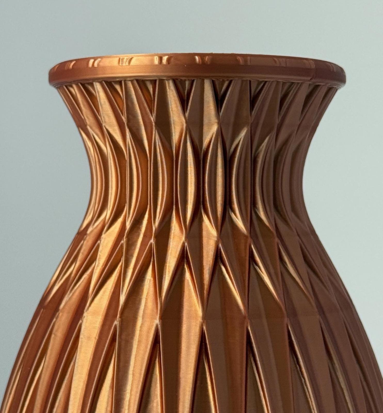 Light Copper Vase - 3D Printed in PLA Plastic - 7 inches Tall