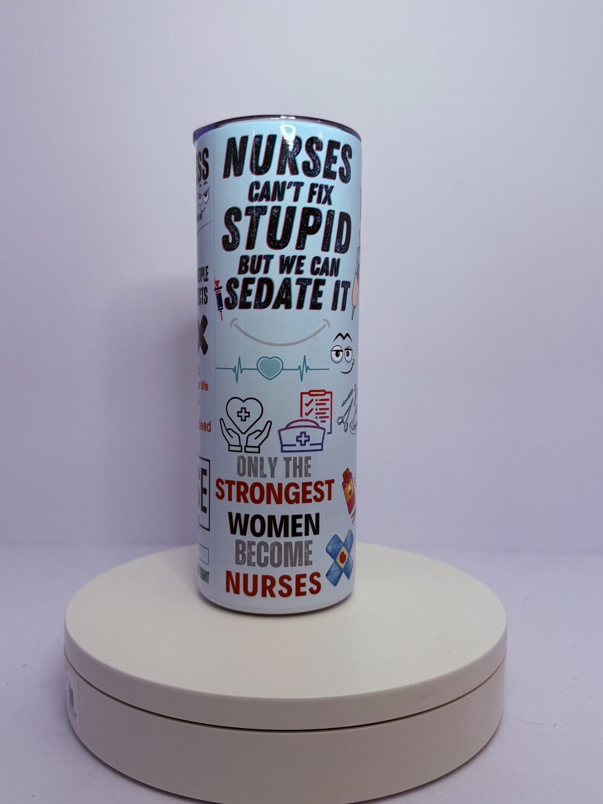 20 oz Nursing Stainless Steel Tumbler with Lid, Straw