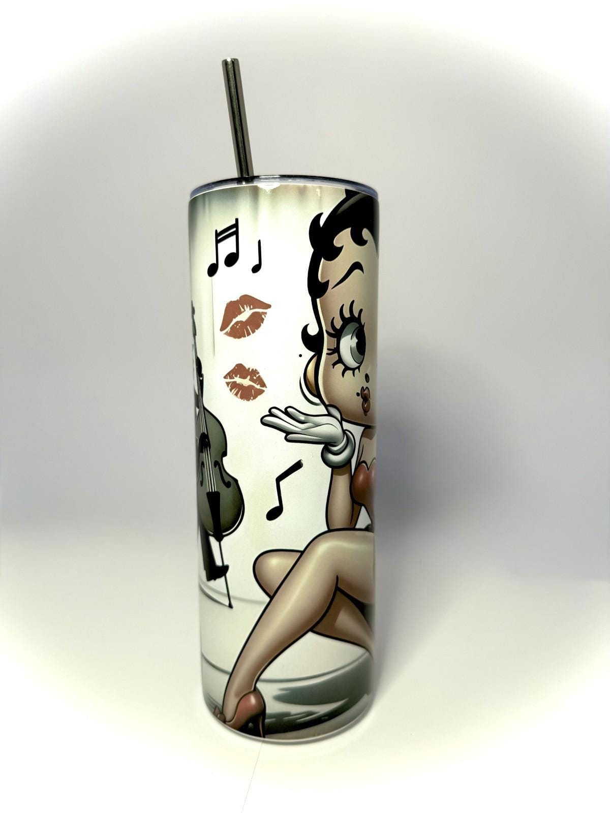20 oz Vintage Betty Boop Stainless Steel Tumbler with Lid, Straw