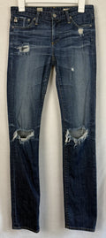 AG Adriano Goldschmied Premiere Skinny Straight Jeans Womens Size 27R Distressed