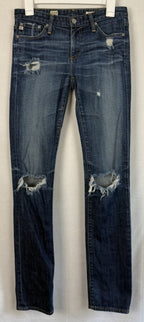 AG Adriano Goldschmied Premiere Skinny Straight Jeans Womens Size 27R Distressed