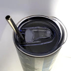 20 oz Blue Line Skull Stainless Steel Tumbler with Lid, Straw