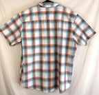 Columbia Button Down Shirt Mens Size XXL 2XL Short Sleeve Blue Plaid Casual