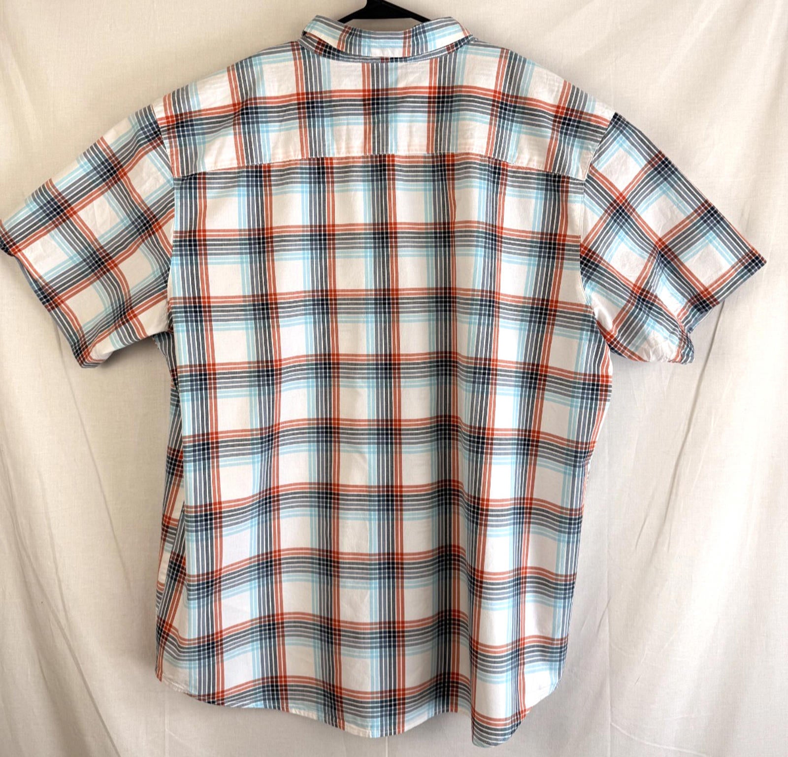 Columbia Button Down Shirt Mens Size XXL 2XL Short Sleeve Blue Plaid Casual