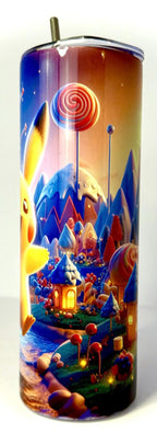 20 oz Pikachu Stainless Steel Tumbler with Lid, Straw ~ Pokemon