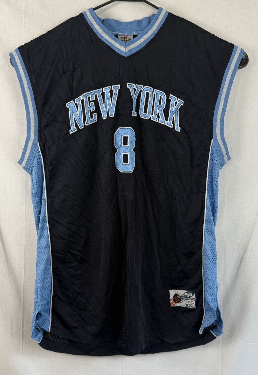 Vintage ZEN Athletics New York Basketball Jersey Men's Size 2XL Blue Light Blue