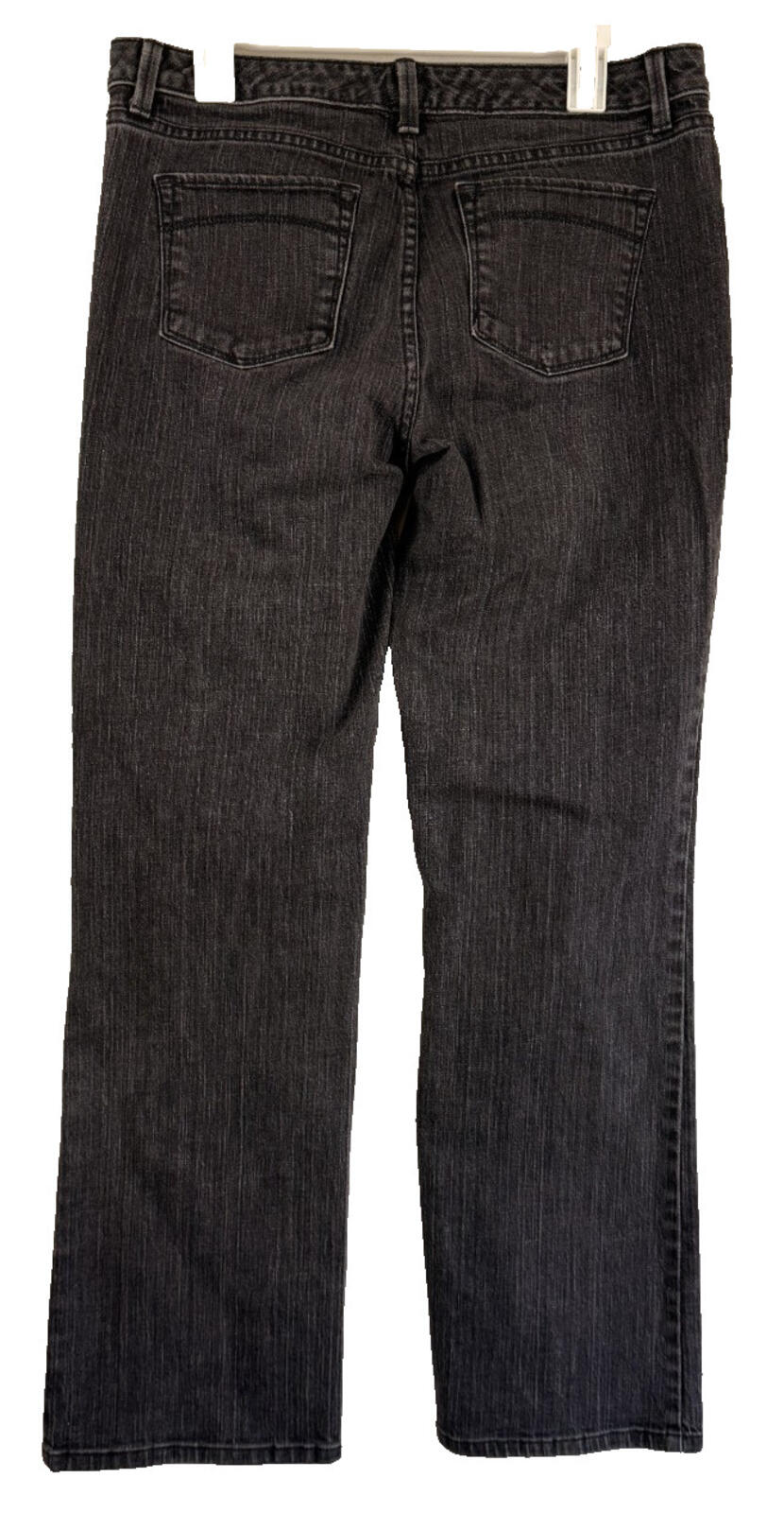 LL Bean Womens Favorite Fit Jeans Size 12 M/T Black Denim Straight Leg