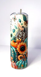 20 oz Girls Who Loves Fall Stainless Steel Tumbler with Lid, Straw