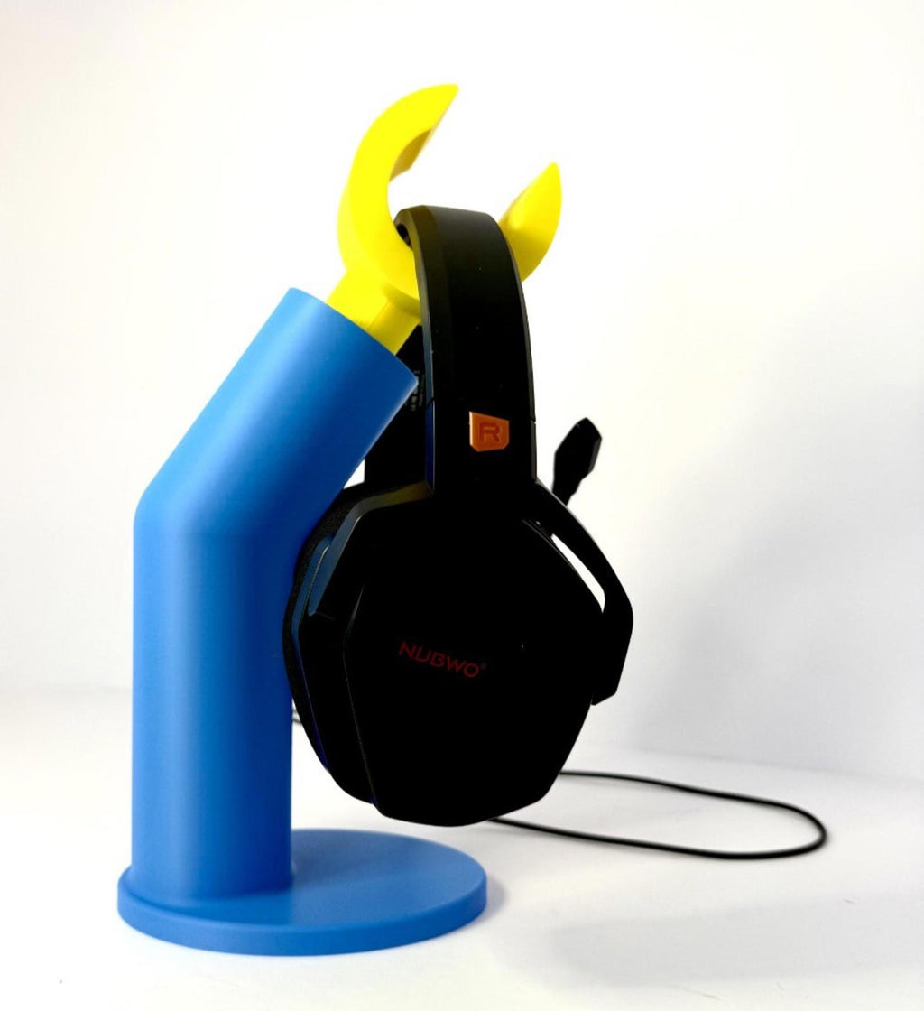 Lego Arm Headphone Stand Holder 3d Printed PLA Gaming Blue and Yellow