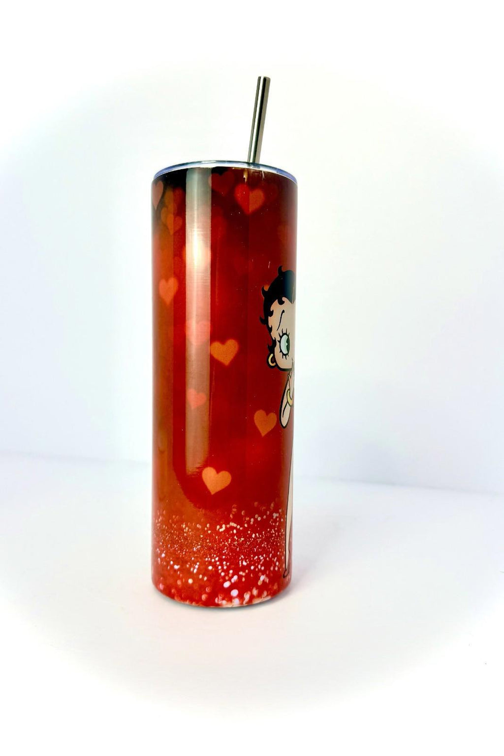 20 oz Betty Boop Hearts Stainless Steel Tumbler with Lid, Straw