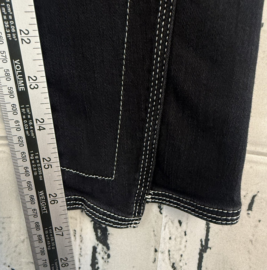 7 For All Mankind Black Contrast Stitch Straight Leg Jeans Women's Size 29