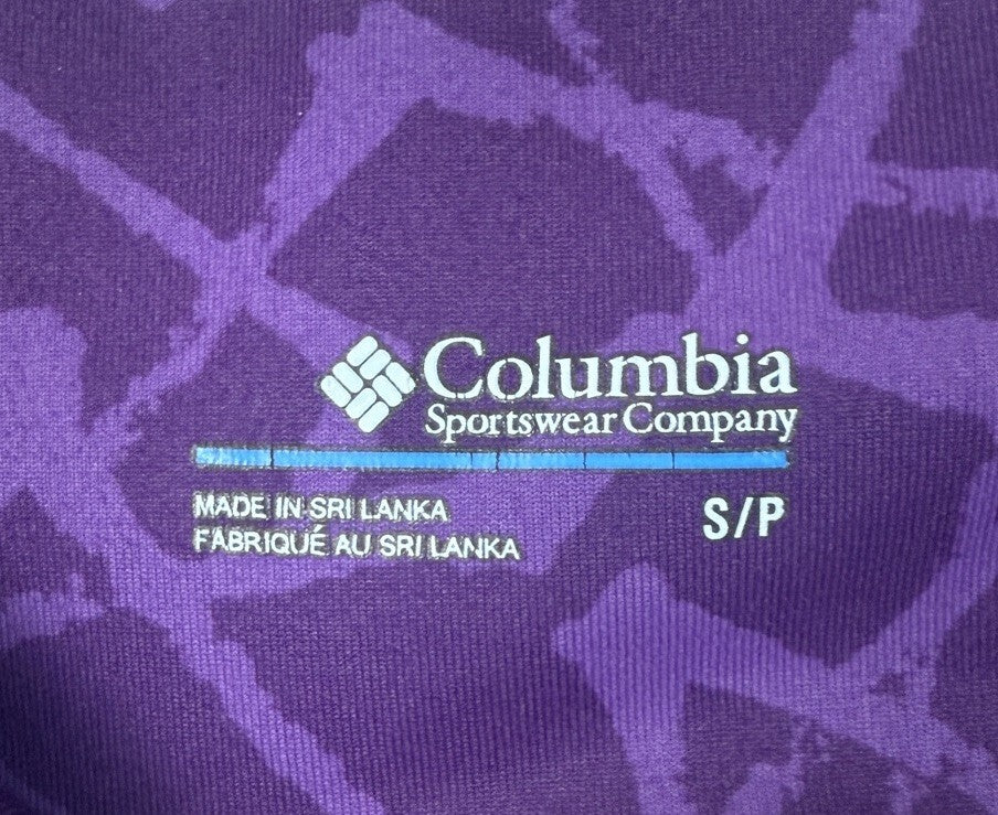 Columbia Capri Leggings Womens Small Purple Geometric Print Stretch Athletic