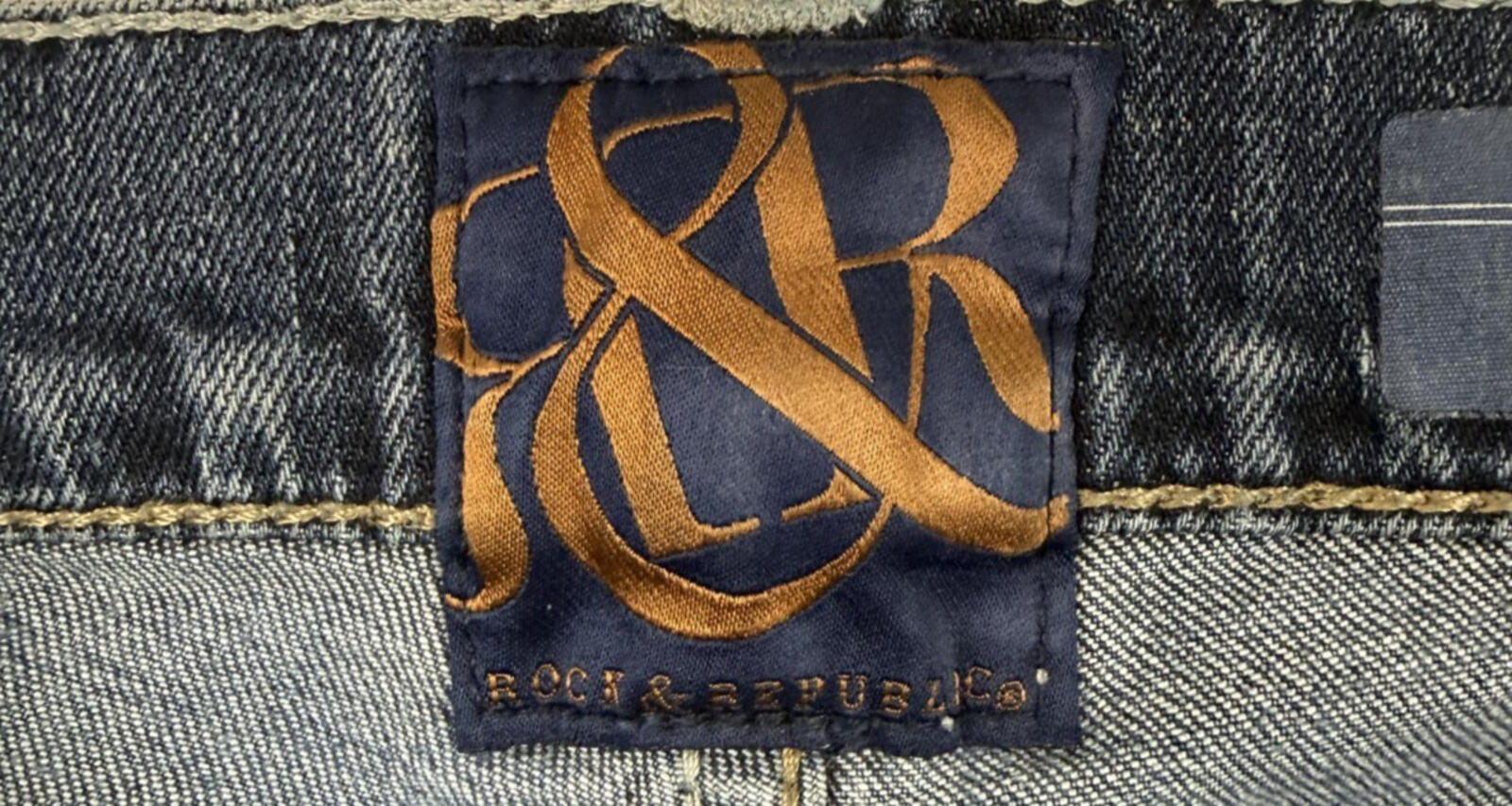 Rock & Republic Neil Straight Mens Sz 34x34 Dark Wash Jeans Stretch Flap Pockets