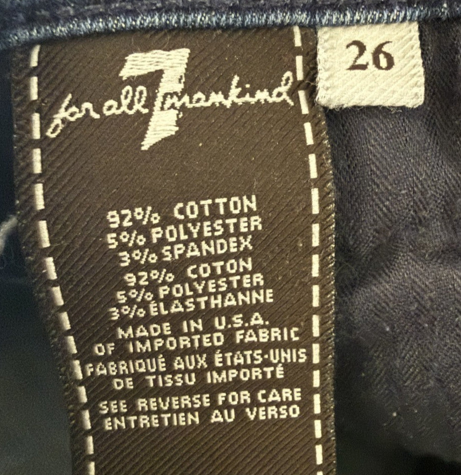 7 For All Mankind Jeans Womens Sz 26 Low Rise Slim Straight Blue Stretch